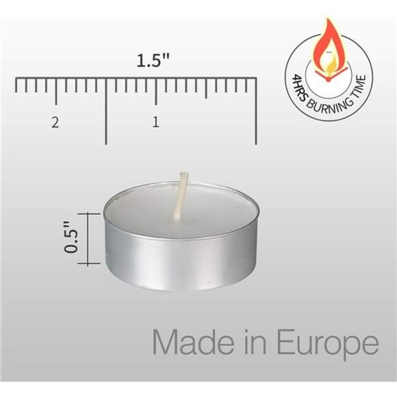 100 Pack Tealight Candles 4 Hour Burn Time White Unscented Smokeless Tea Lights - Picture 3 of 6